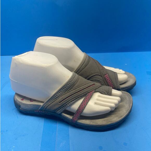 Merrell Woman's Terran Ari Wrap Flip Flop Sandal Slide Size 6 Gray - Picture 2 of 8